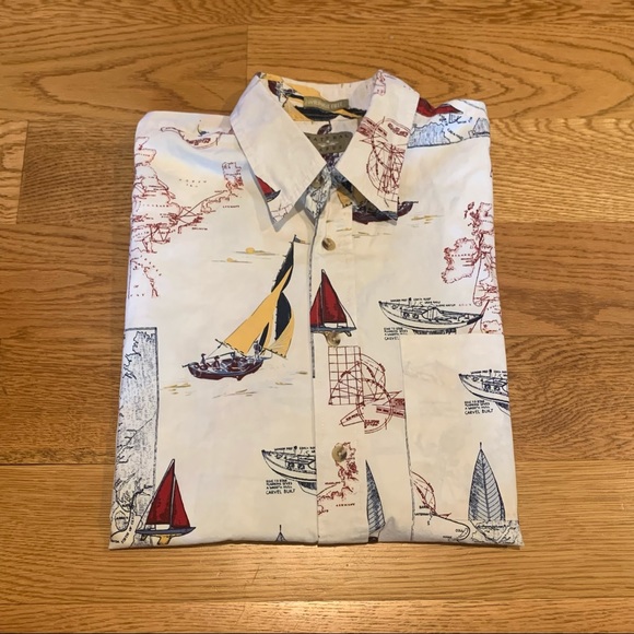 vtg nautical sailboat button down shirt ⛵️ m - Picture 9 of 9